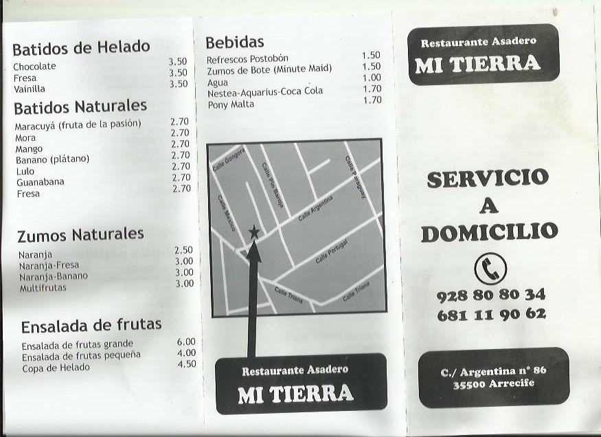 mi terra menu takeaway lanzarote arrecife