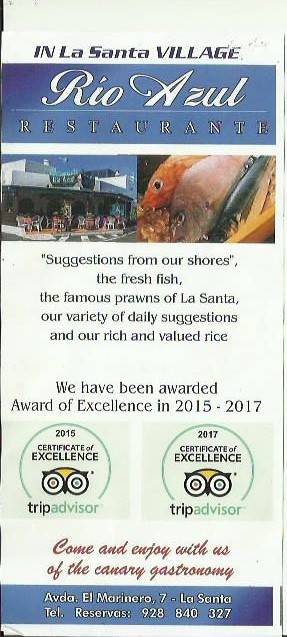 Rio Azul Restaurant La Santa Village - Takeaway Lanzarote Restaurant Guide